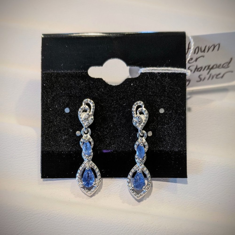 Burmese Blue Sapphire & Cambodian Zircon Earrings